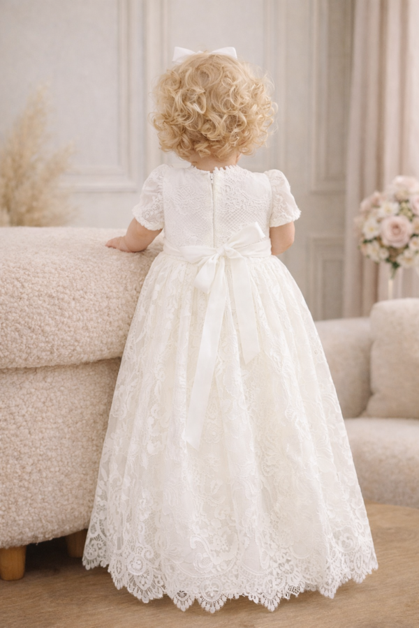 robe emma en dentelle blanche spéciale baptême