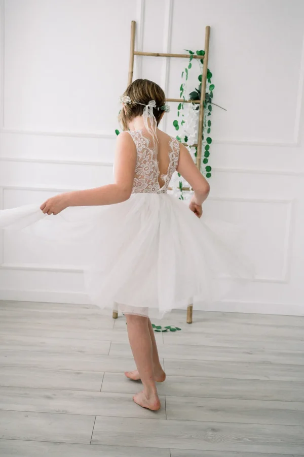 Robe de cérémonie Zoe blanche sans manche