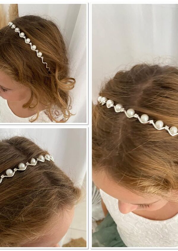serre tête de perles blanche