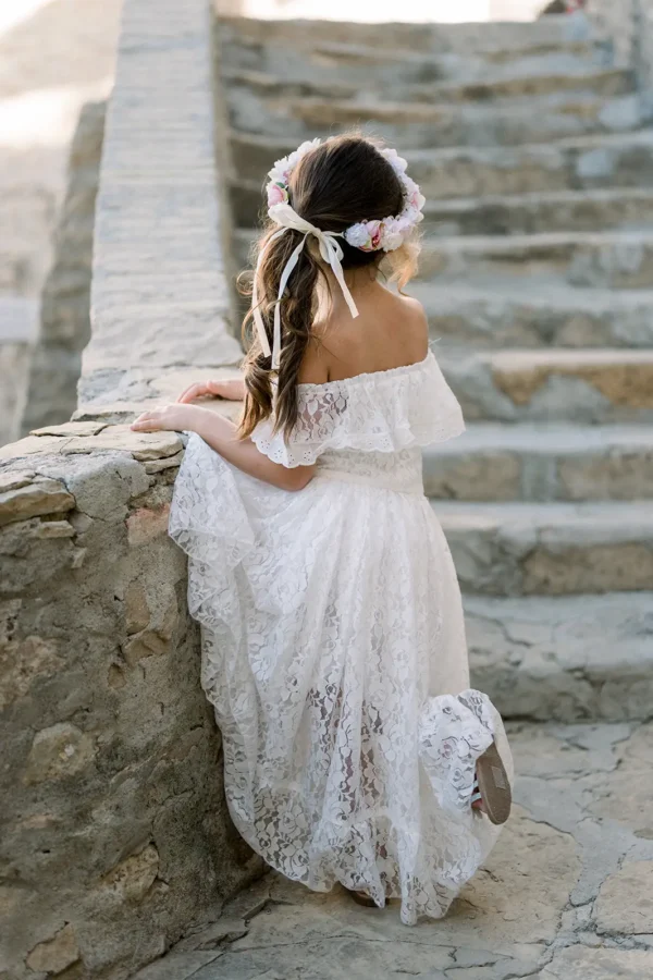 Robe princesse fille Fidji blanche – 18 mois à 14 ans