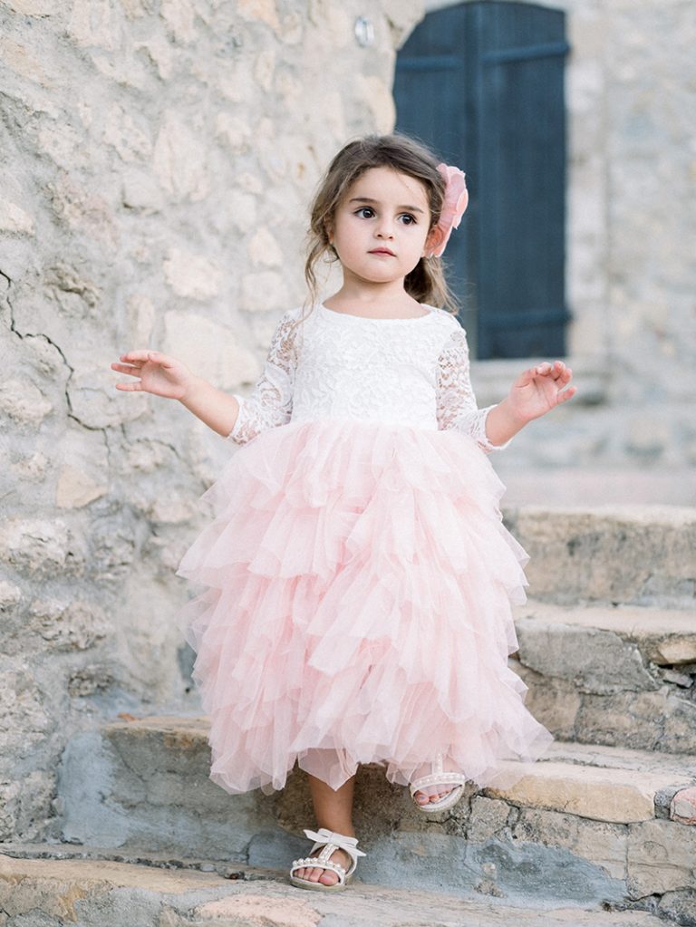 Robe Cérémonie Manches Longues Pour Fille - Jupe Longue Rouge Pour Mariage, Anniversaire - 3