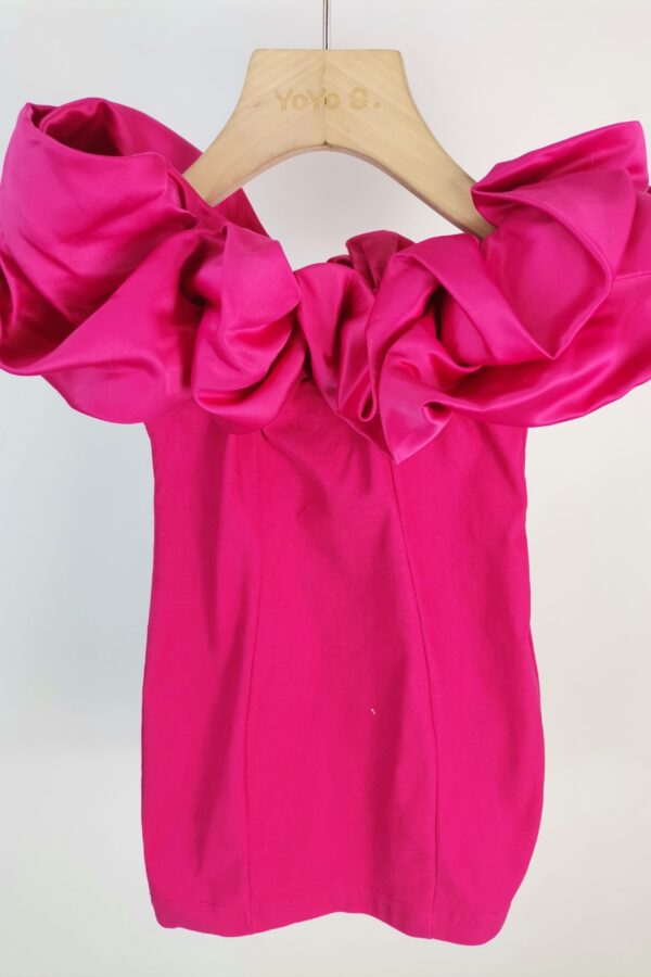 Robe tube mega froufrou - Fuchsia