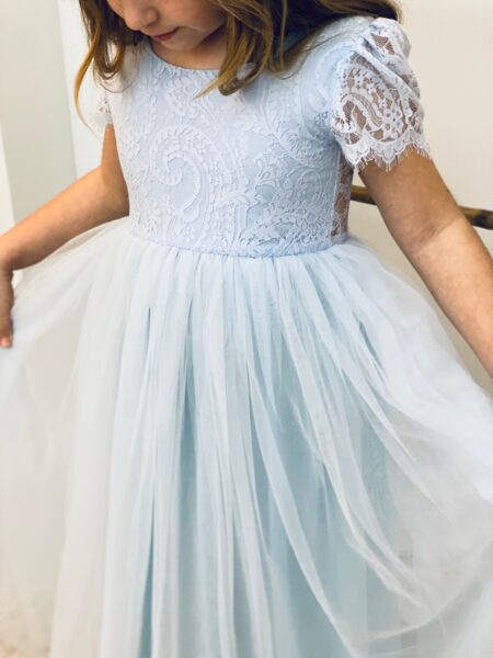 Robe Bébé Fille St Michael Vintage Bleu Clair - Broderies Et Dentelle - Taille 3 Ans - Occasion Impeccable