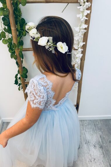 robe tulle et dentelle bleu
