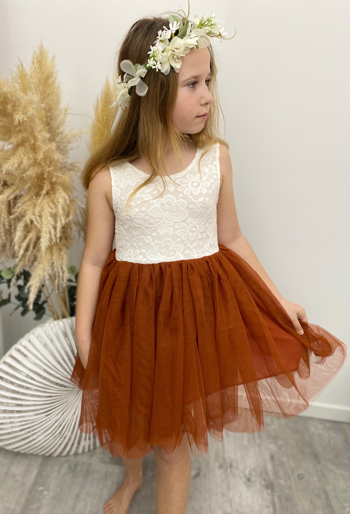 Robe De Concours Beauté Fille 2025 Generisch - Dentelle élégante, Pour Baptême, Mariage, Fête, Mini Sol