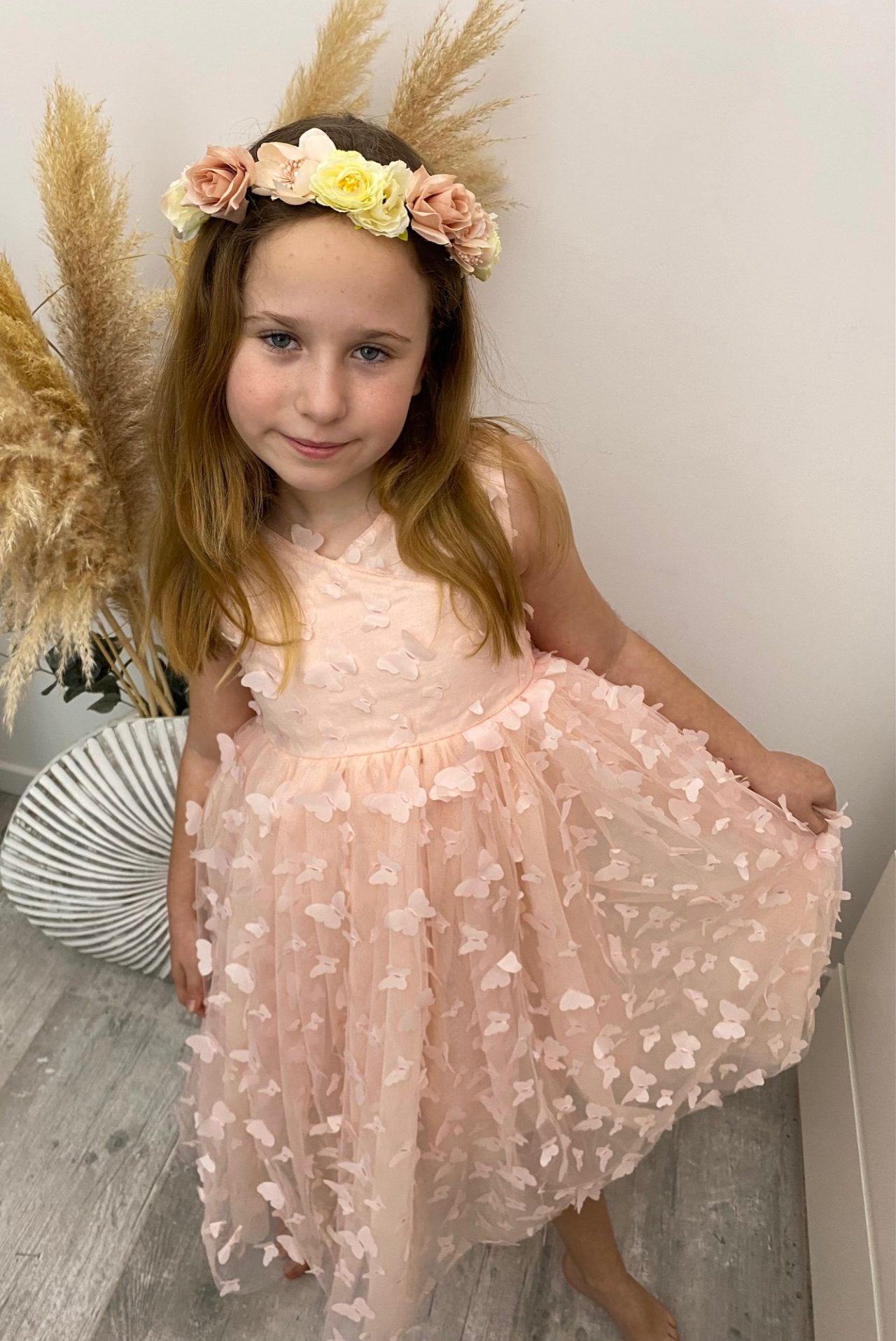 Generisch 2025 Robe De Soirée Bébé Fille Sans Manches – Broderie Papillon Tulle Nœud Volants, Élégante Pour Mariage, Anniversaire & Photos