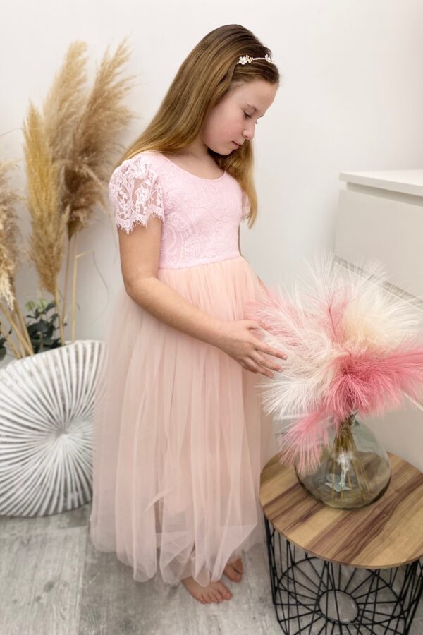 robe de cérémonie fille tulle rose