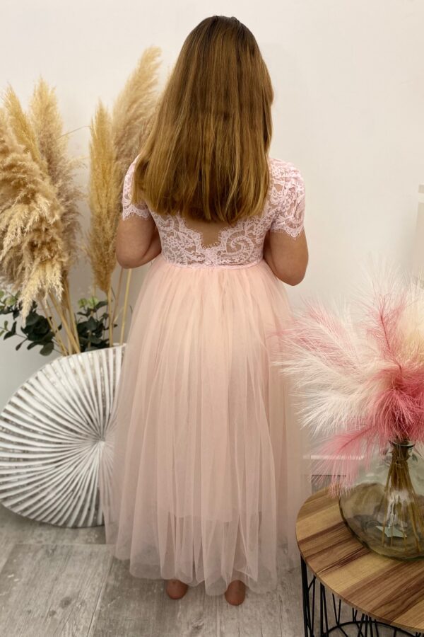 robe de cérémonie fille dentelle et tulle rose