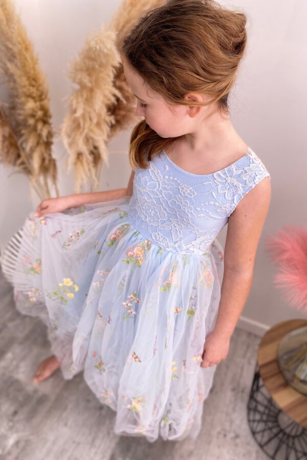 robe de cérémonie fille bleu poudré