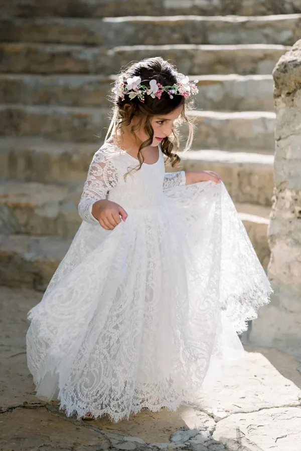 Robe longue blanche pour fille Vanina