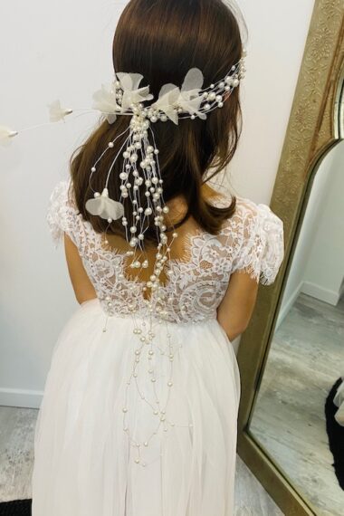 robe longue cérémonie fille tulle blanc
