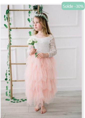 soldes robe de cérémonie fille Juliette rose