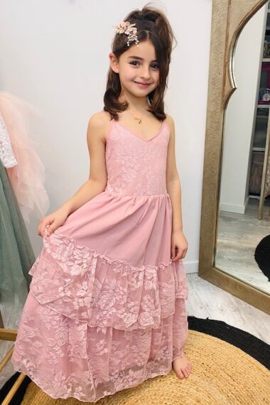 robe longue de cérémonie rose