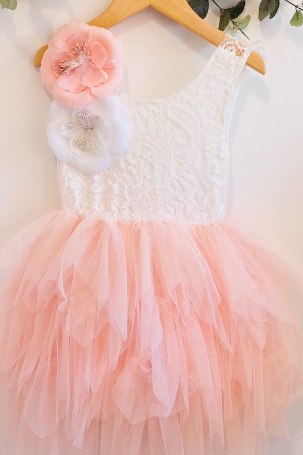 robe cérémonie fille en tulle et dentelle blanche