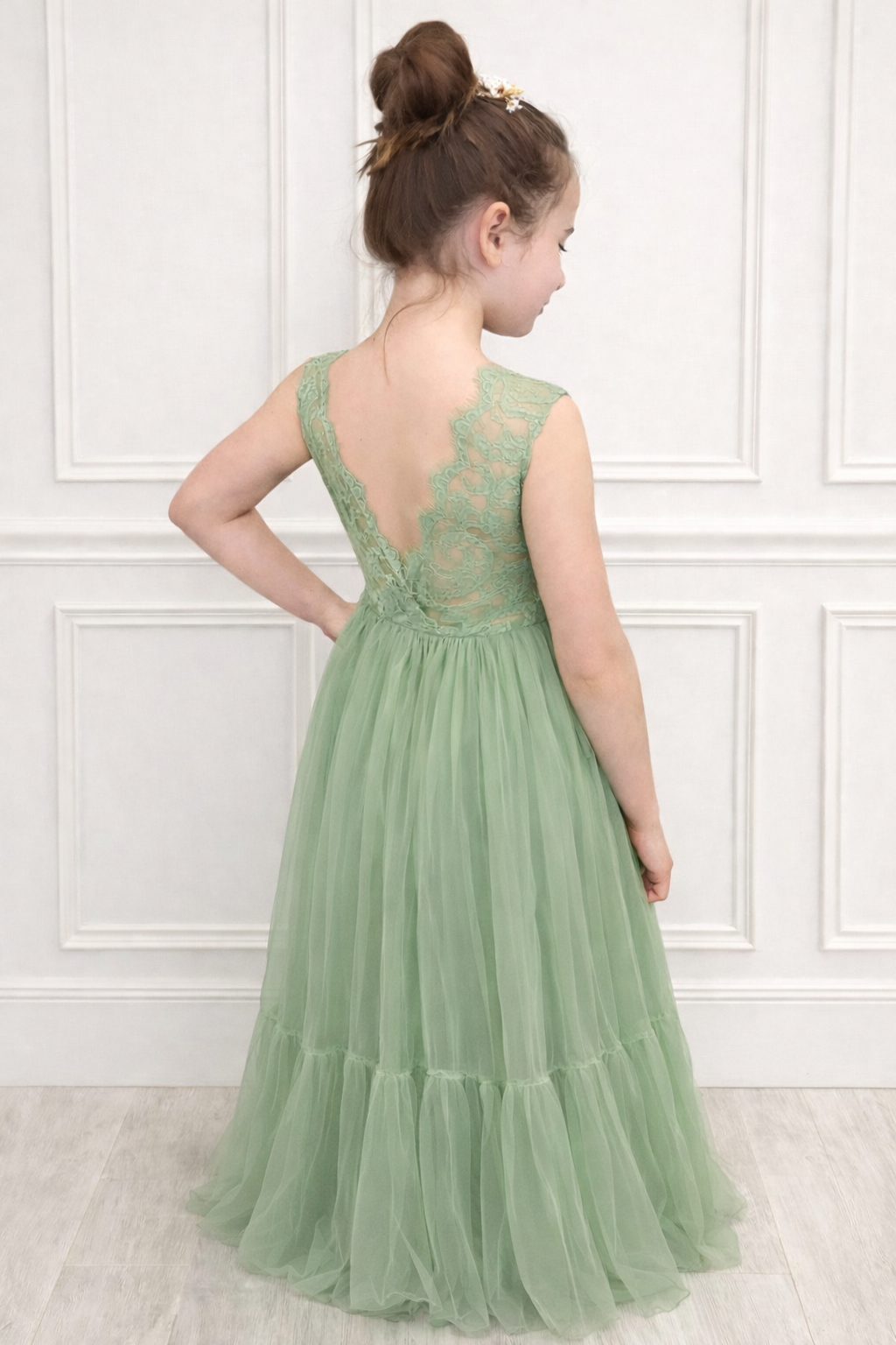 Robe de cérémonie Romane verte - 6 mois à 13 ans – Image 2