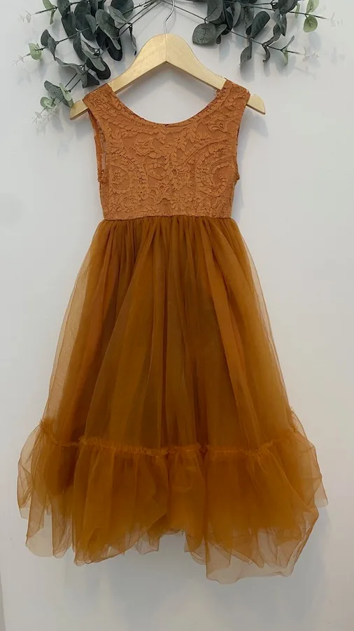 Robe de cérémonie fille Romane terracotta