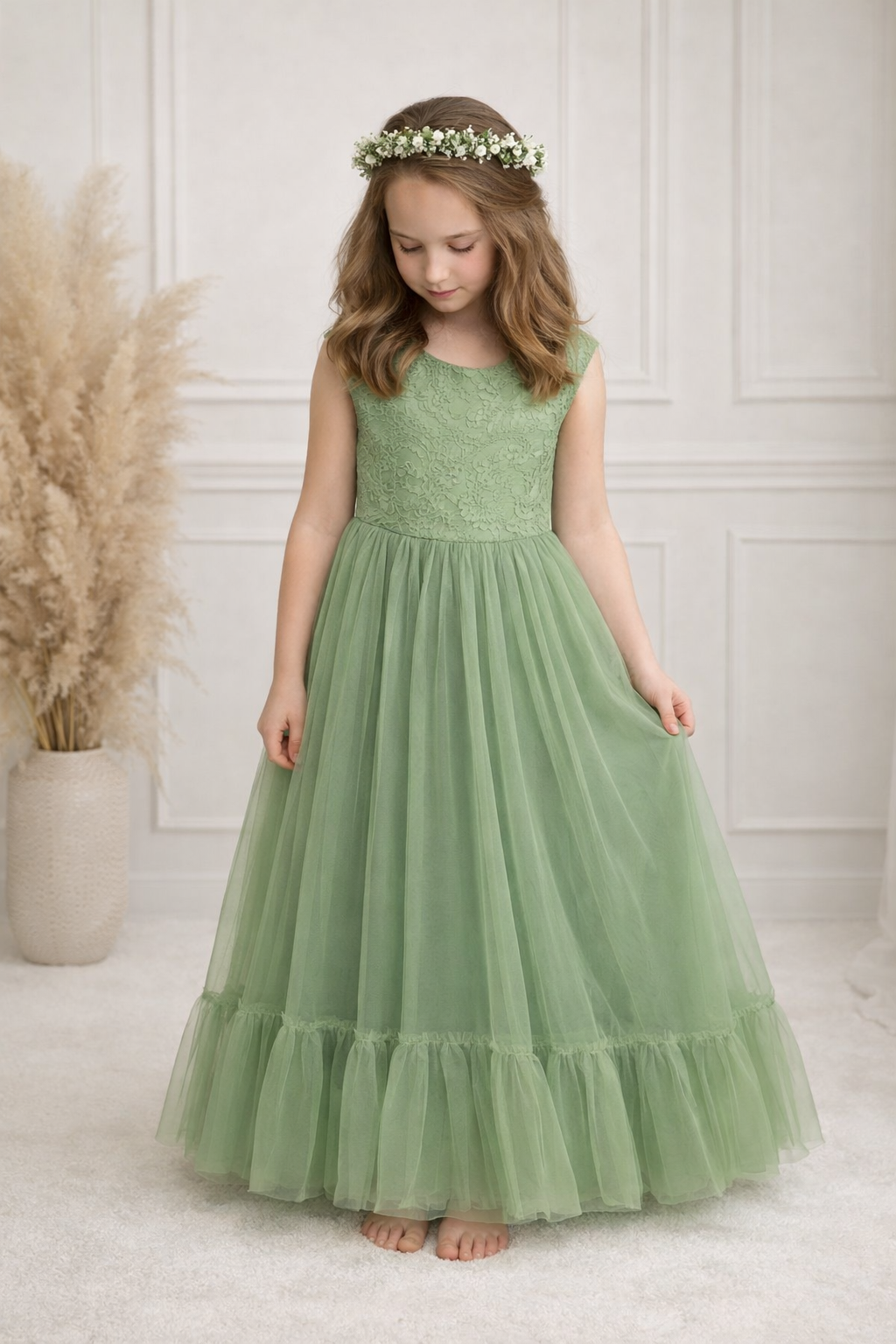 Robe de cérémonie Romane verte - 6 mois à 13 ans – Image 3