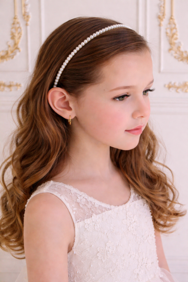 serre tête enfant petites perles blanche