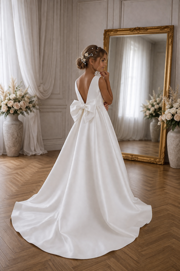 robe de cérémonie cortège fille avec traîne