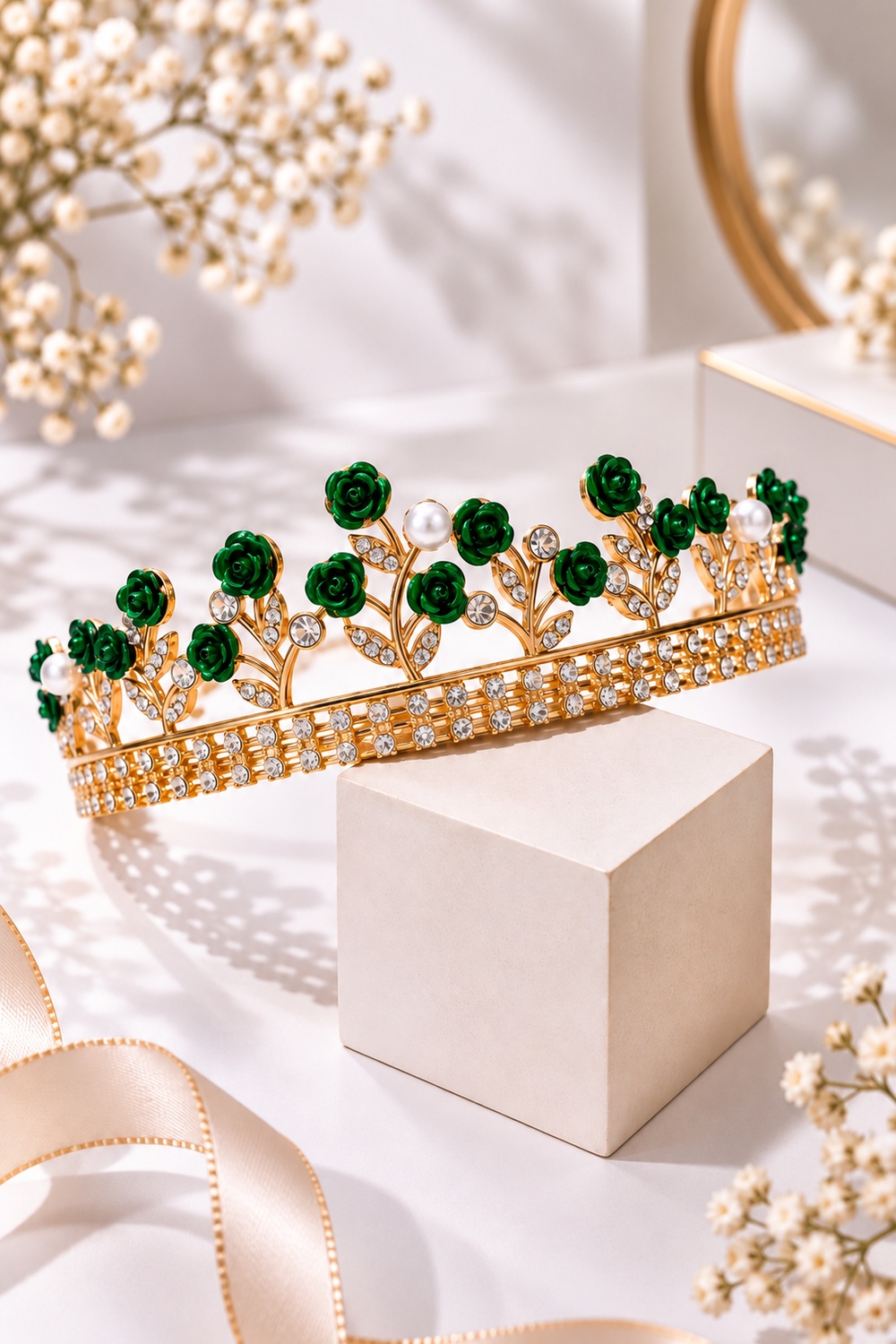 Diadème vert et doré pour fille – Noël – Image 2