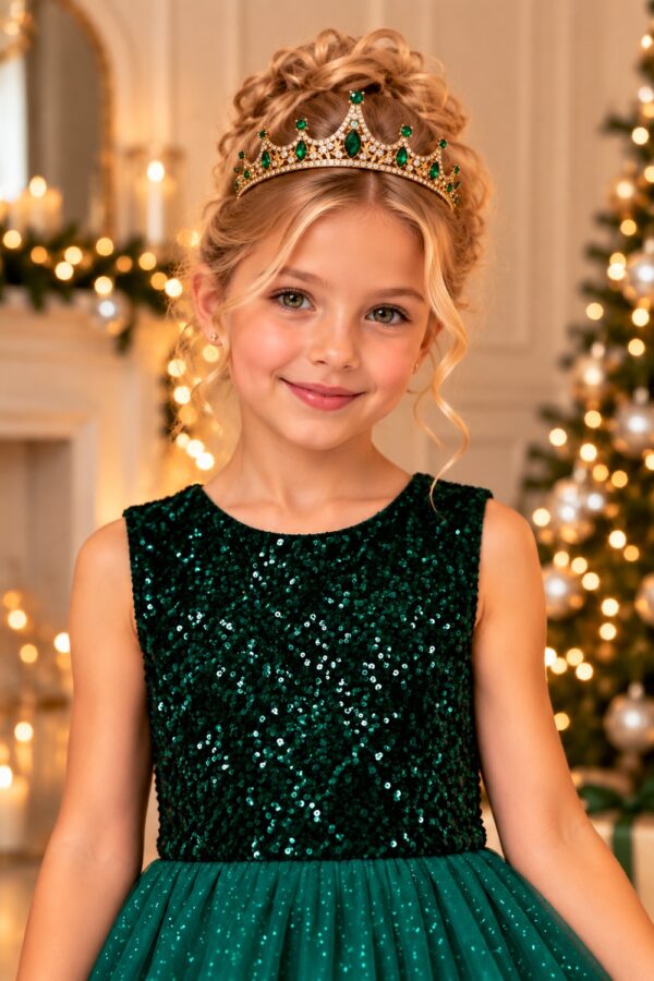 diadème vert et doré fête de noël