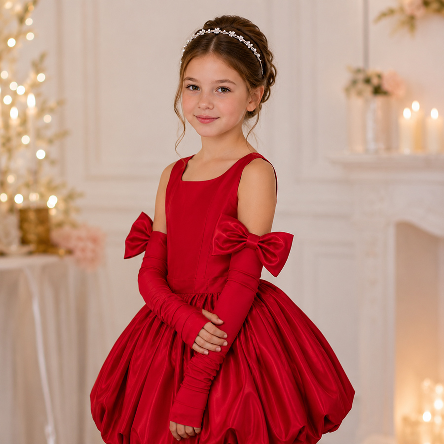 robe de fête Charline courte de couleur rouge - vue de profil