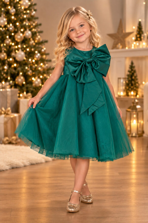 robe de fête Noël Elaia verte - vue de face