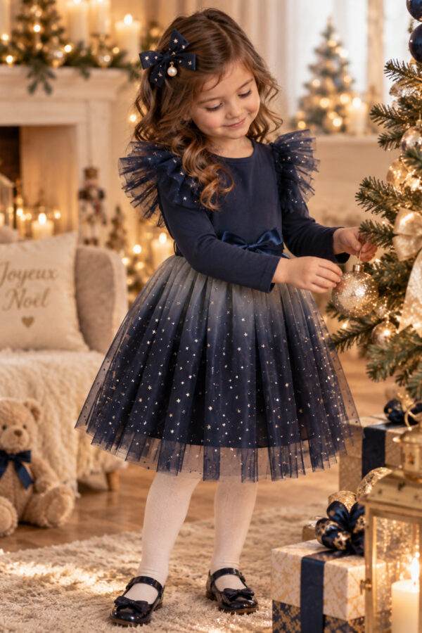 robe de noël fille couleur bleu nuit modèle Etoile
