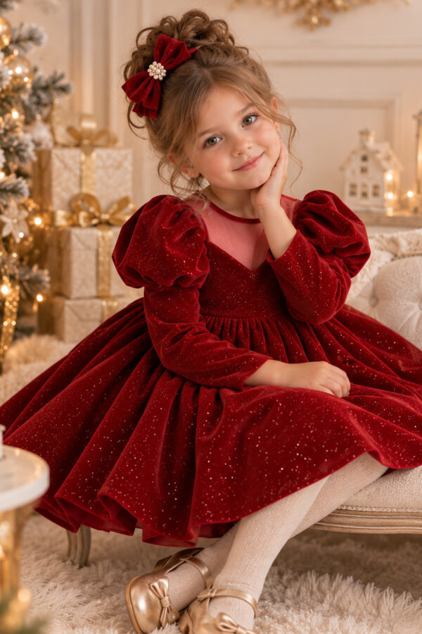 Robe de Noël Lovéa Bordeaux - vue assise