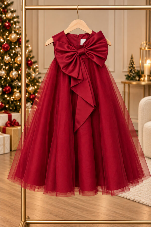 robe Noël Elaia rouge - vue portant de face