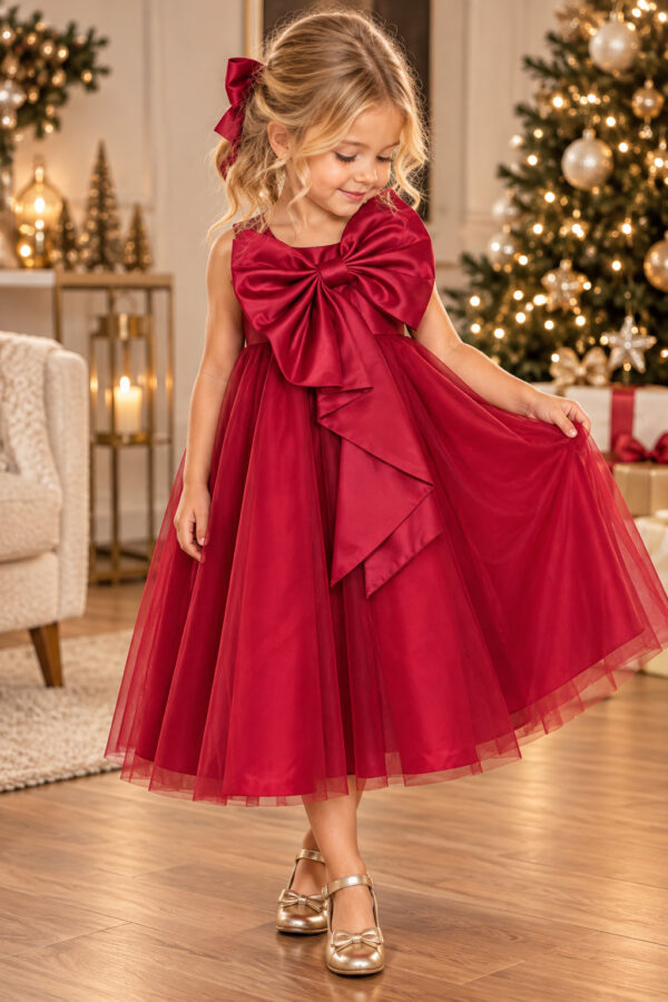 robe de fête de Noël Elaia rouge - vue de face