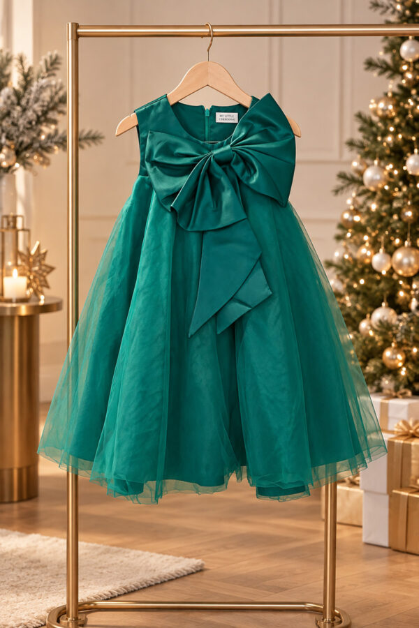 Robe de Noël Elaia verte - portant de face
