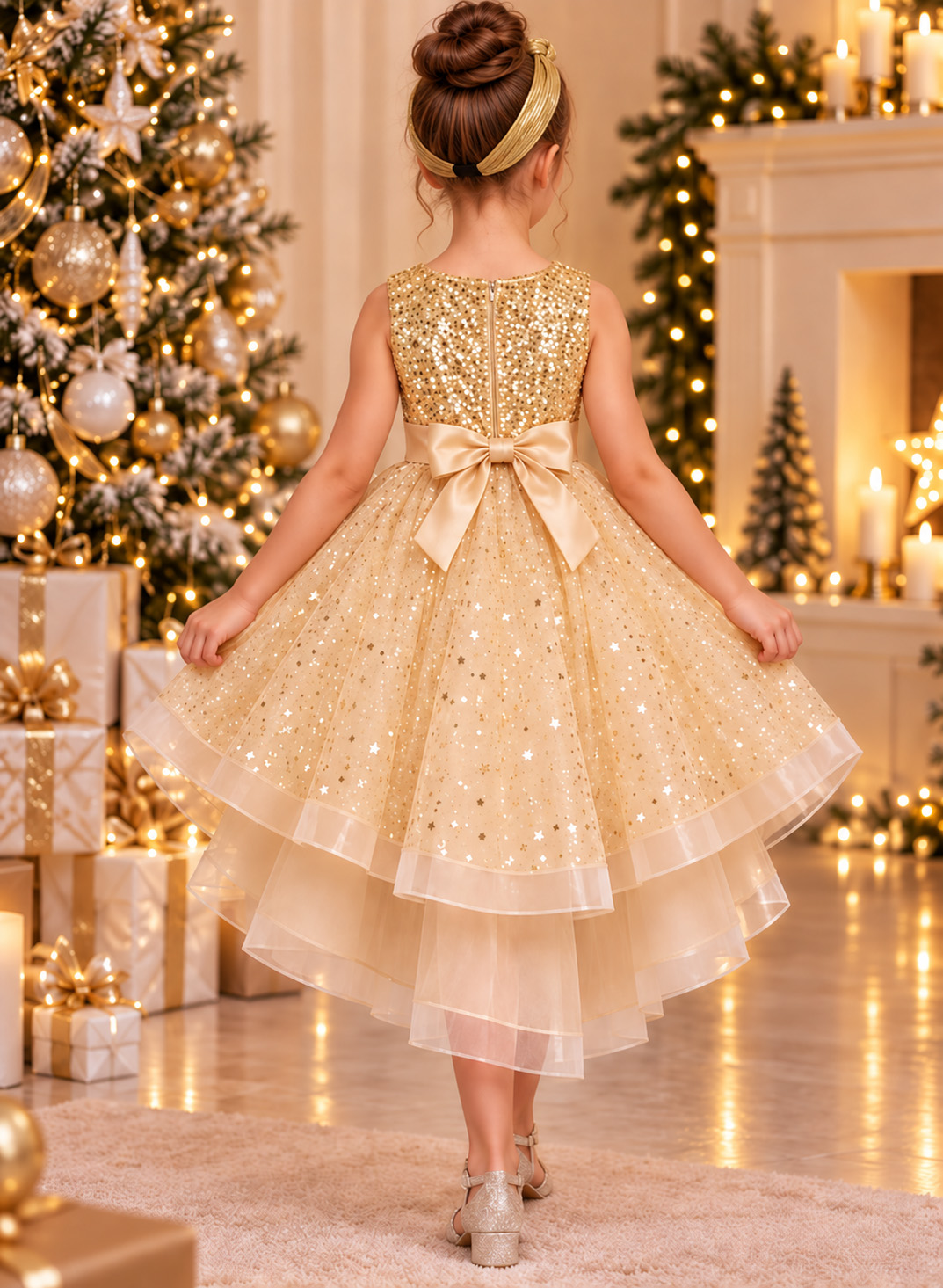 robe de noël Eleonore champagne vue de dos