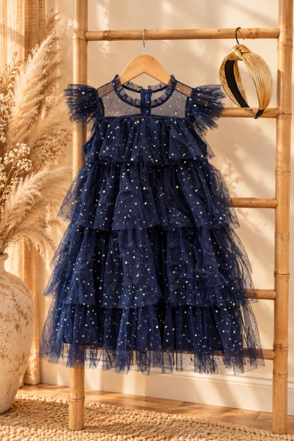 robe de fête spécial noël tulle bleu nuit