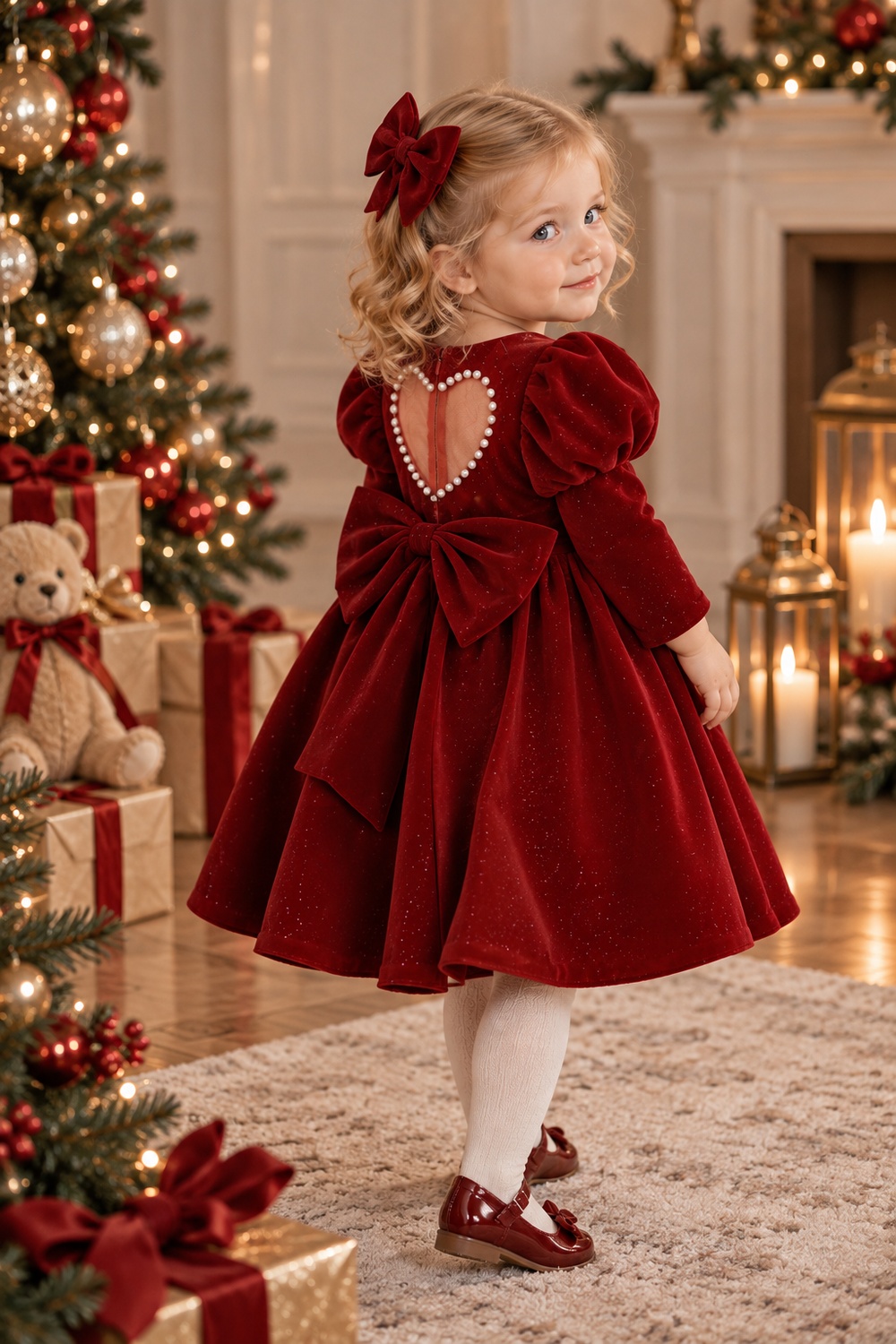 robe noël bébé en velours rouge