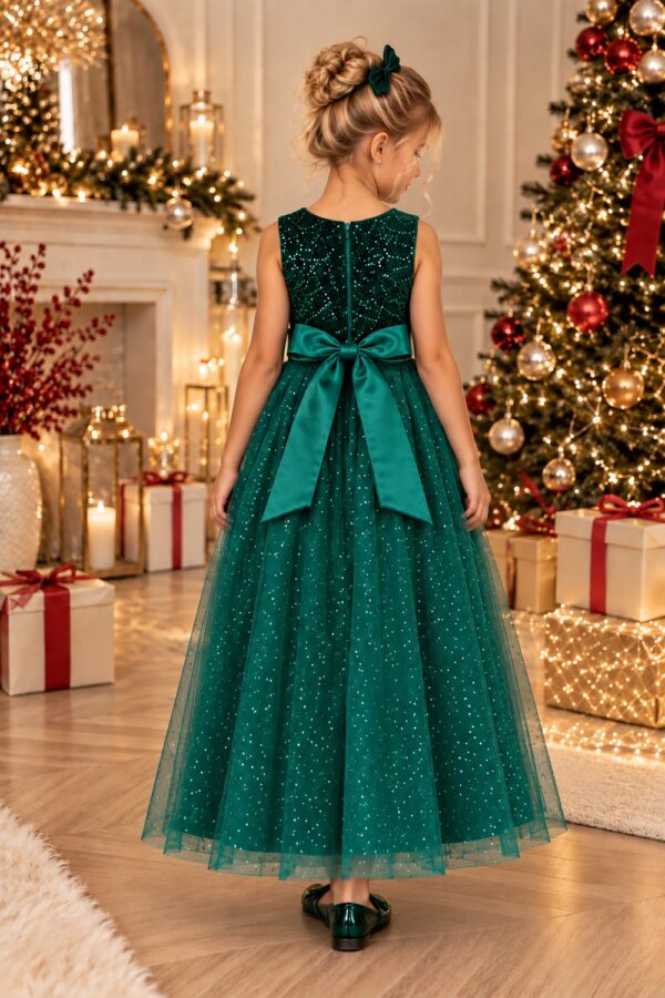 robe de noël fille verte