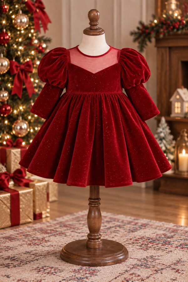 robe enfant lovéa en velours rouge