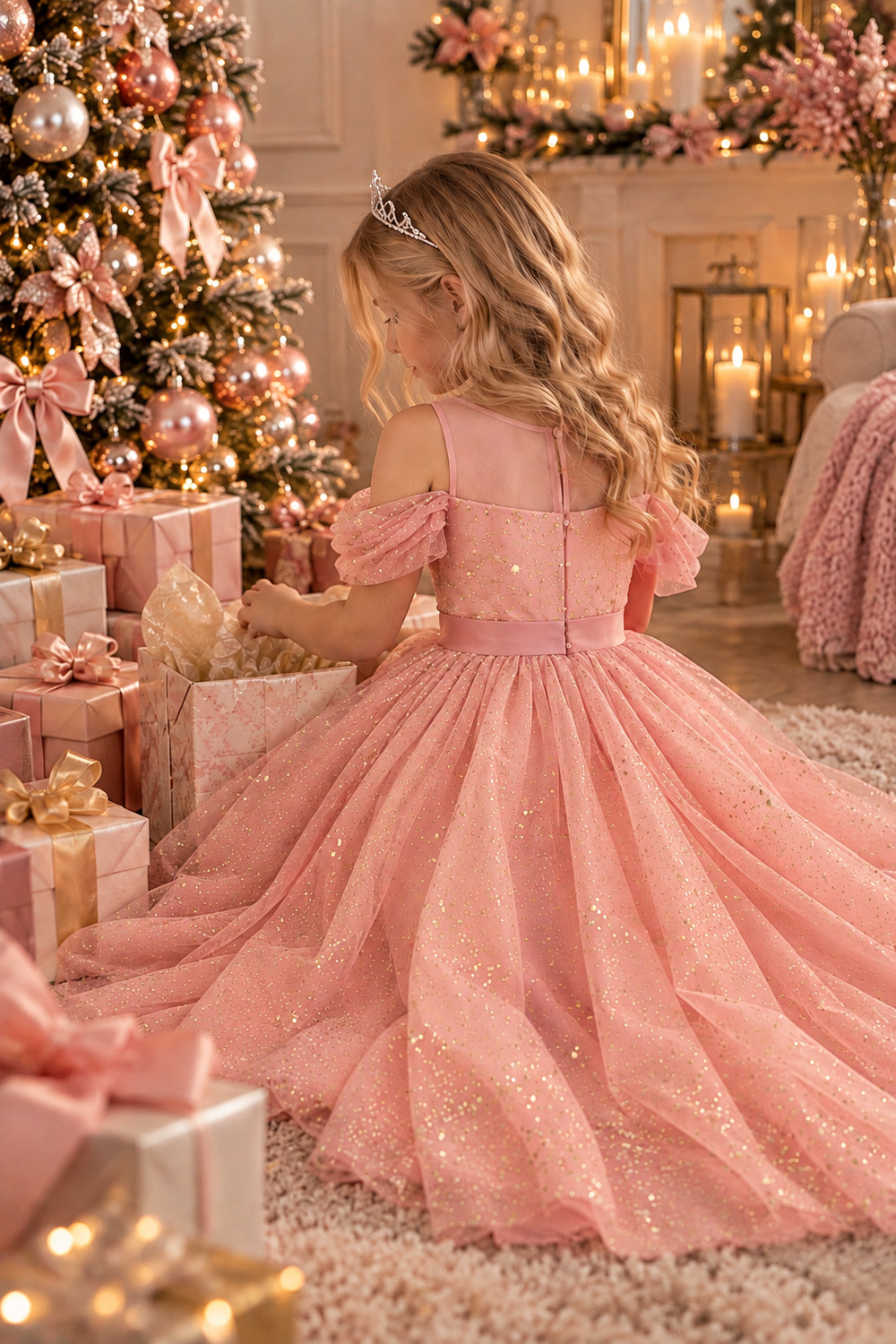 robe de noël fille rose modèle Élisa