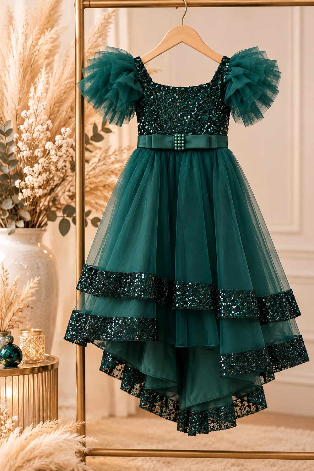 Robe de Noël fille Olympe vert émeraude à sequins – 1 à 8 ans – Image 4