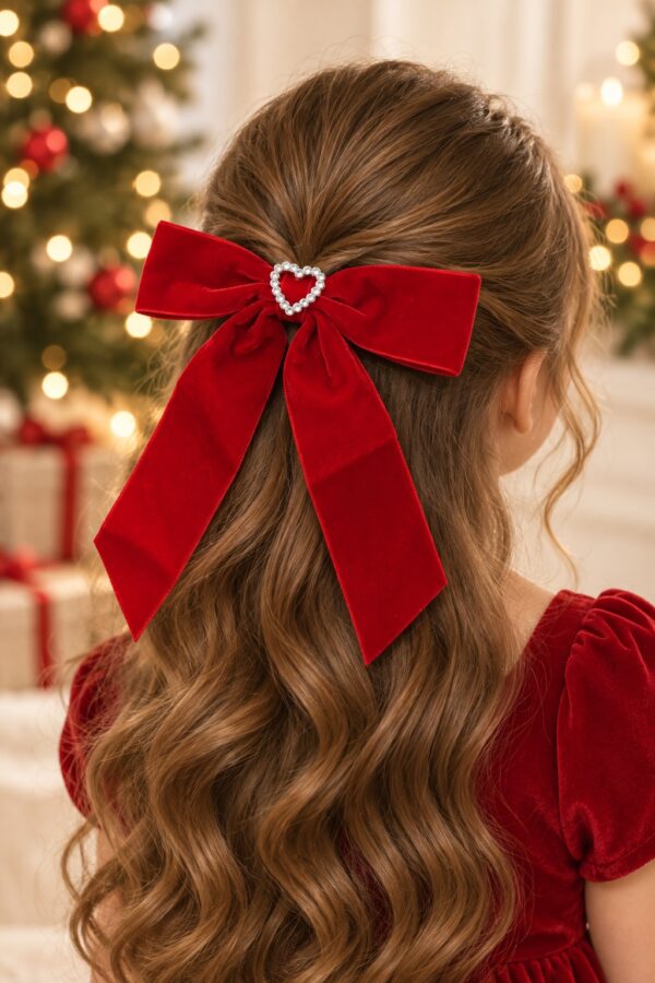 élastique noeud rouge en velours noël fille