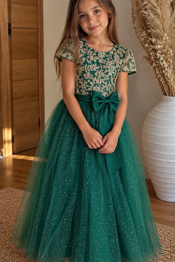 robe de noël fille verte émeraude