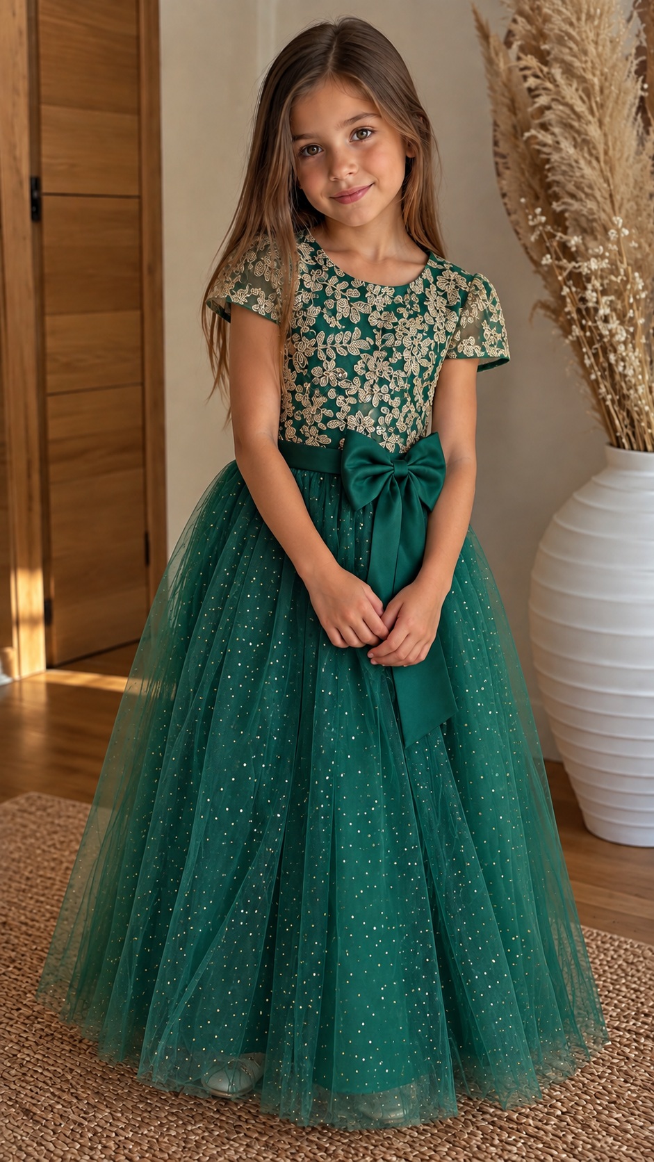 robe de noël fille verte émeraude