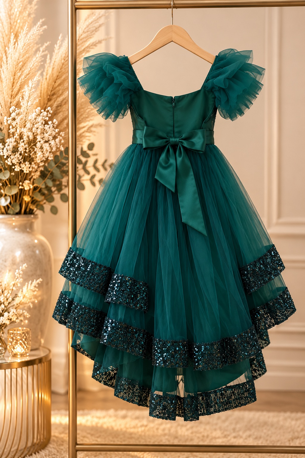 Robe de Noël fille Olympe vert émeraude à sequins – 1 à 8 ans – Image 5