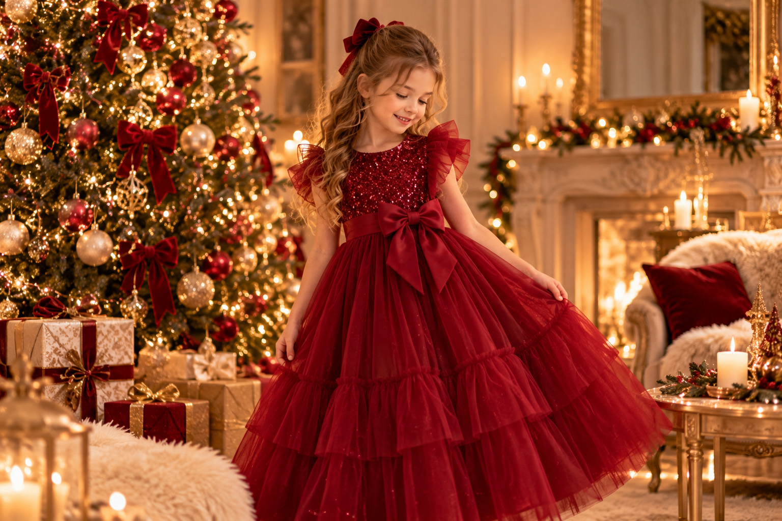 robe rouge de noël fille