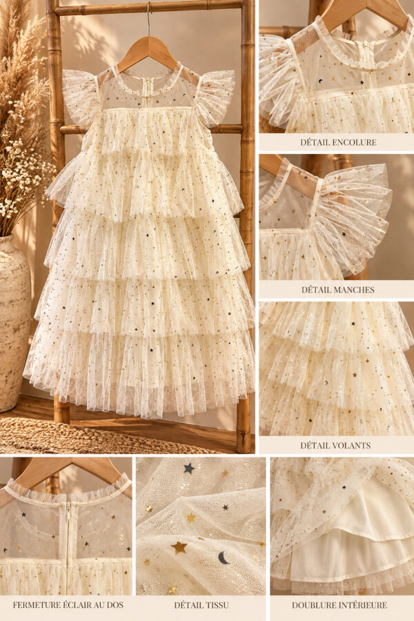robe de noël fille Naya champagne détails