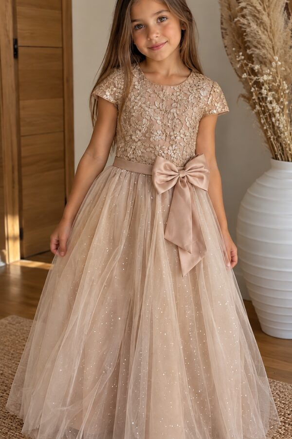 robe de noël fille doré